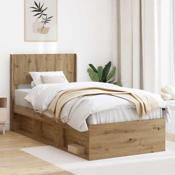vidaXL Bedframe met opbergruimte en hoofdbord Artisanaal, Huis en Inrichting, Verzenden, Nieuw