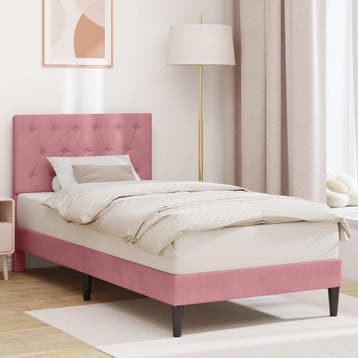 vidaXL Bedframe met hoofdeinde Roze 100 x 200 cm Fluweel, Verzenden, Nieuw