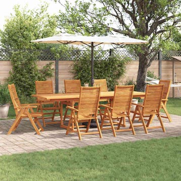 vidaXL Tuin Eettafel Set 9 st Bruin Massief Acacia Hout, Verzenden, Nieuw
