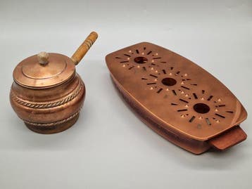 Harnas (2) - Koperen pot met warmer – antiek koperen