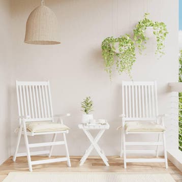 vidaXL Stoelkussens 2 st 40x40x7 cm stof crèmewit, Huis en Inrichting, Woonaccessoires | Kussens, Verzenden, Nieuw