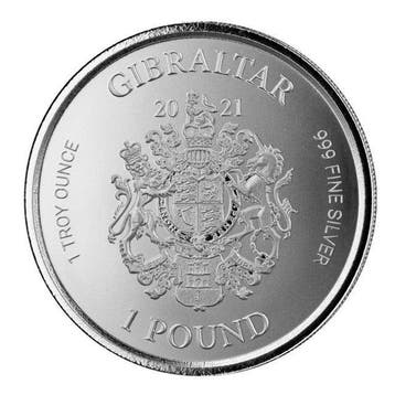 Gibraltar. 1 Pound 2021 1 oz £1 Pound Silver Bullion