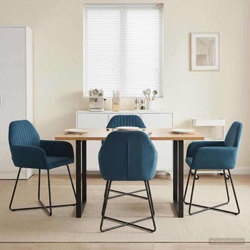 vidaXL Eetstoelen 4 st fluweel Blauw 55 x 50 x 84 cm, Verzenden, Nieuw