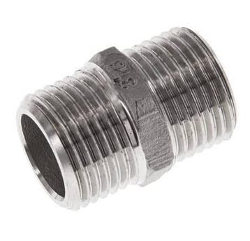 Dubbele Nippel G1/2 RVS Vlakke Afdichting 16bar 22mm Hex, Verzenden, Nieuw