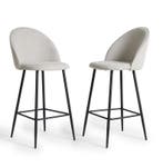 Barkruk Chenille - 2 stuks - grijs - Hoogte zitting: 70 cm, Verzenden, Nieuw