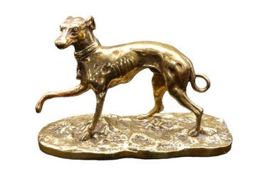 Sculpture, Bronzen Sculptuur van een Jachthond - 12 cm -, Antiquités & Art