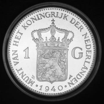 Nederland. Herslag/Restrike 1 Gulden 1940 Wilhelmina in