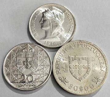 Portugal. Republic. 50 Centavos + 20 Escudos -1916 + 1960 +