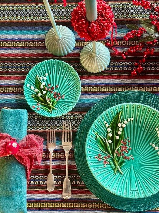 Indrukwekkend etnisch brokaat tafelkleed. - Tafelkleed - 270, Antiek en Kunst, Antiek | Tapijten, Tafelkleden en Textiel