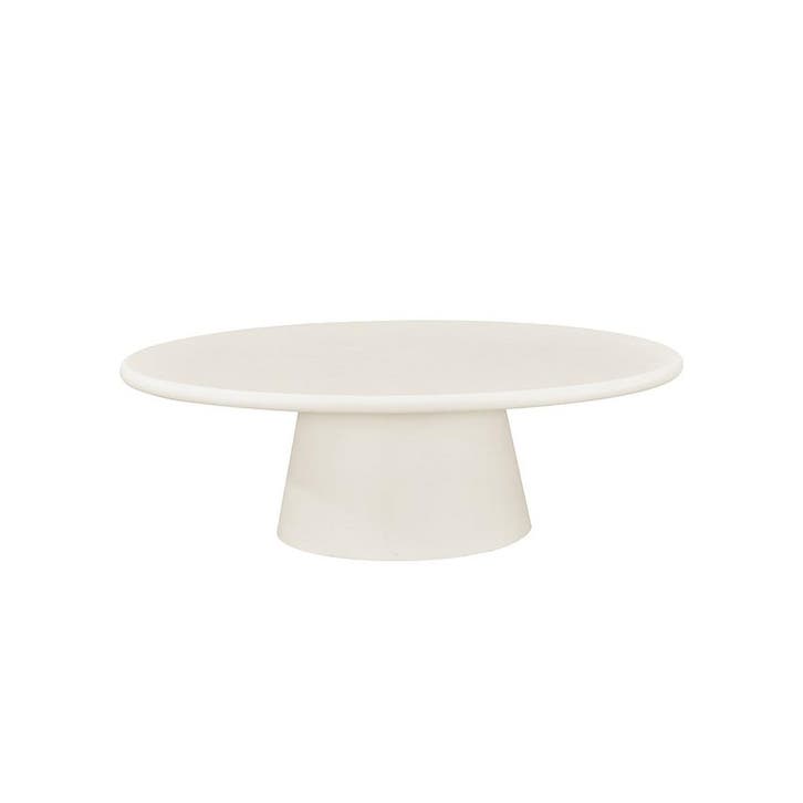 Salontafel Mangohout Ovaal Maya Microcement 120 Beige cm, Huis en Inrichting, Tafels | Salontafels, Nieuw, Overige houtsoorten