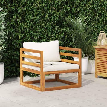 vidaXL Tuinstoel met crèmekleurige kussens massief, Tuin en Terras, Verzenden, Nieuw