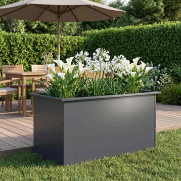 vidaXL Tuinplantenbak met led Antraciet 50 x 100 x 48 cm, Verzenden, Nieuw