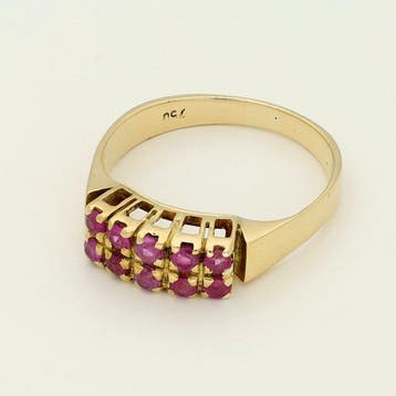 Ring - 18 karaat Geel goud - Robijn, Handtassen en Accessoires, Ringen, Nieuw