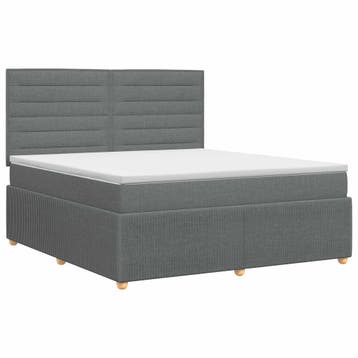 vidaXL Boxspringbed met matras Donkergrijs 140 x 190 cm Stof, Verzenden