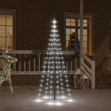 vidaXL Vlaggenmast kerstboom 108 LEDs koudwit 180 cm, Verzenden