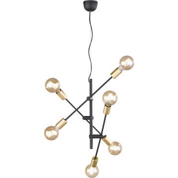 Gouden LED Hanglamp Trion Ross - 6-lichts E27 Fitting, Mat G, Verzenden, Nieuw