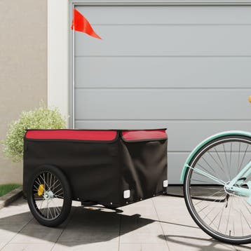 vidaXL Fietstrailer 45 kg ijzer zwart en rood, Verzenden