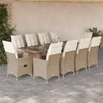 vidaXL 11-delige Bistroset met kussens poly rattan beige, Verzenden