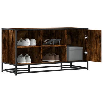 vidaXL Schoenenbank 100x40x53,5cm bewerkt hout en metaal, Verzenden