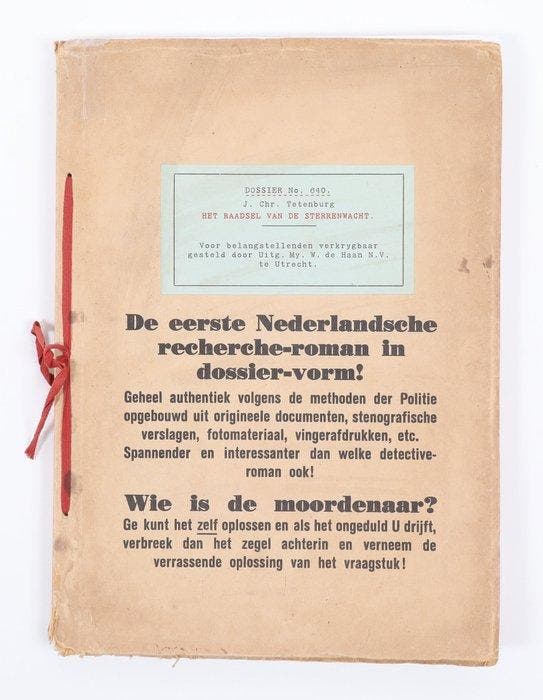 J. Chr. Tetenburg - [Detective novels as case files] Dossier, Antiquités & Art, Antiquités | Livres & Manuscrits