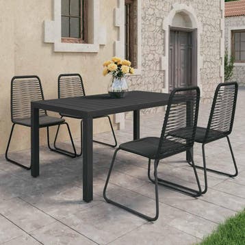 vidaXL 5-delige Tuinset PVC-rattan zwart, Tuin en Terras, Verzenden, Nieuw, Tuinset