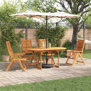vidaXL Tuin Eettafel Set 5 st Bruin Massief Acacia Hout, Verzenden