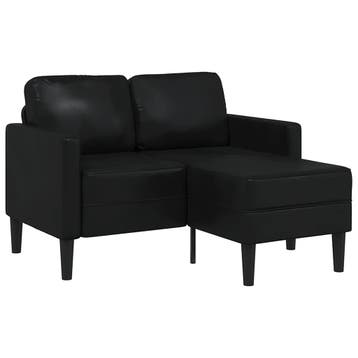 vidaXL Tweezitsbank met chaise longue L-vorm zwart 125 cm, Verzenden, Nieuw