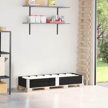 vidaXL Palletopzetrand 150x50 cm massief grenenhout zwart, Verzenden