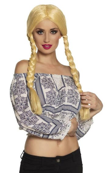 Blonde Pruik met Vlechten, Verzenden, Nieuw