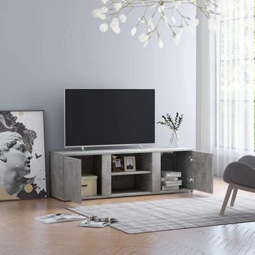 vidaXL Tv-meubel 120x34x37 cm bewerkt hout betongrijs, Verzenden, Nieuw