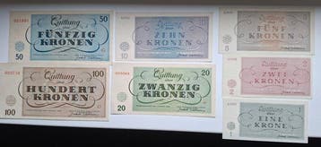 Tsjecho-Slowakije. - 7 Banknotes - 1943 - Theresienstadt