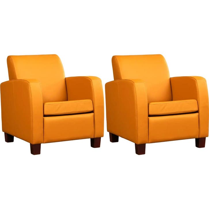 Set van 2 Leren fauteuils Joy - Toledo Leem (geel/bruin) -, Maison & Meubles, Fauteuils, Enlèvement ou Envoi