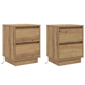 Lot 2 tables chevet LED chene - Jusqua epuisement des st..., Verzenden