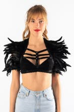 Top met Veren Zwart Studs XS S M Verentop Steampunk Topje Ve, Kleding | Dames, Ophalen of Verzenden, Nieuw