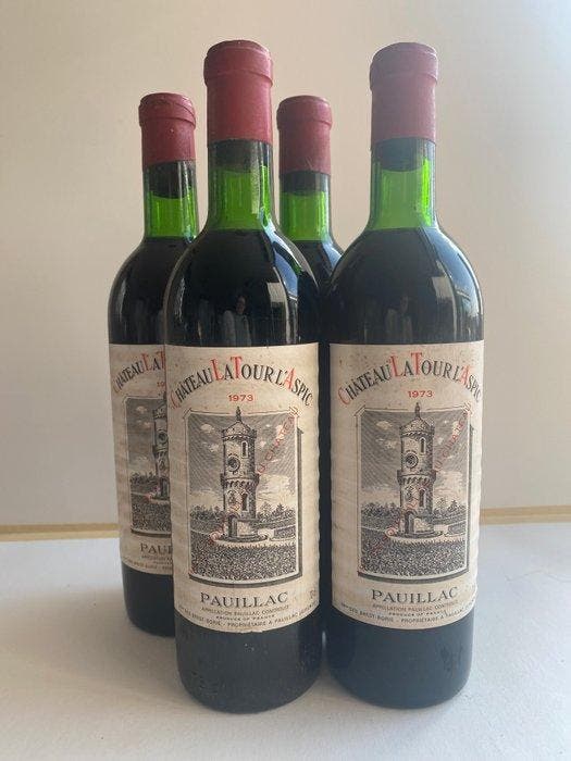 1973 Château La Tour lAspic - Pauillac - 4 Flessen (0.75, Collections, Vins