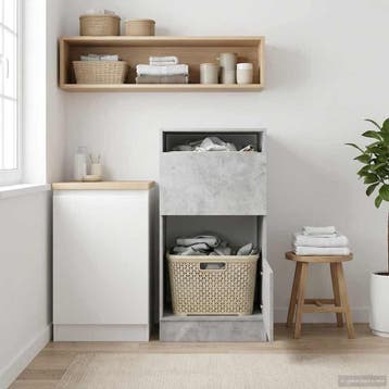 vidaXL Wasrek met opslag Betonkleurig 50 x 68 x 102 cm, Verzenden, Nieuw