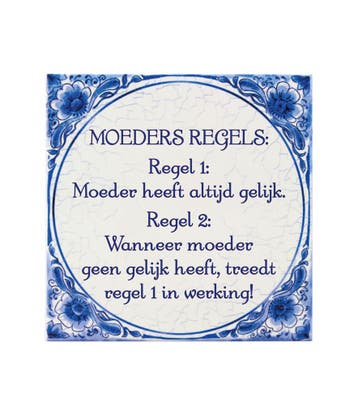 Delfts Blauw Tegel Moeders Regel 14,5cm, Verzenden, Nieuw