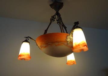 Muller Frères - Plafondlamp met lampenkap - Messing - Art
