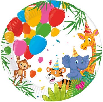 Jungle Dieren Borden 20cm 8st, Verzenden