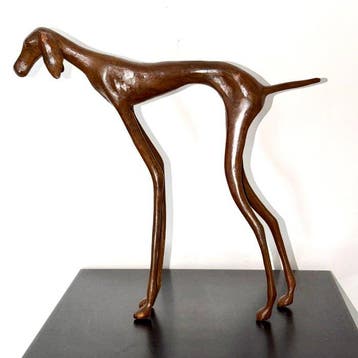 Abdoulaye Derme - sculptuur, Chien, Lévriers stylisé - 28.5, Antiquités & Art