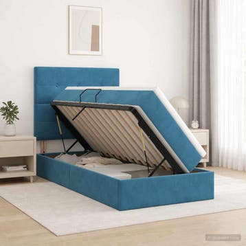 vidaXL Opslag bed met matras Donkerblauw 100 x 200 cm, Huis en Inrichting, Verzenden, Nieuw