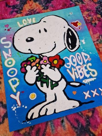 PatriciaSilvArt - SNOOPY original acrylic painting 100% HAND