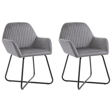 vidaXL Eetkamerstoelen 2 st fluweel grijs, Verzenden, Nieuw