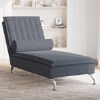 vidaXL Massage chaise longue met bolster fluweel donkergrijs, Verzenden, Nieuw
