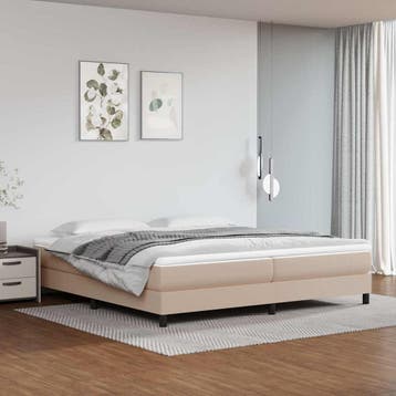 vidaXL Boxspring bed kunstleer cappuccinokleurig 200x200 cm, Verzenden