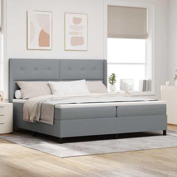 vidaXL LED Box Spring Bed met hoofdeinde Lichtgrijs 200 x, Verzenden, Nieuw