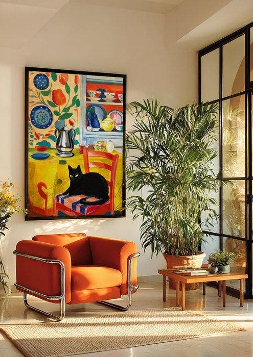 E. García - Un gato en la colina XL, Antiek en Kunst, Kunst | Schilderijen | Modern