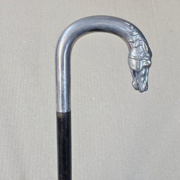 Canne de marche - Bois, alpaga - Canne en nickel argent