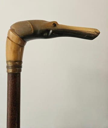 Greyhound - Antieke Canne de marche - Hoorn - Bois - Koper
