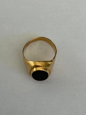 Chevalière - 18 carats Or jaune Onyx